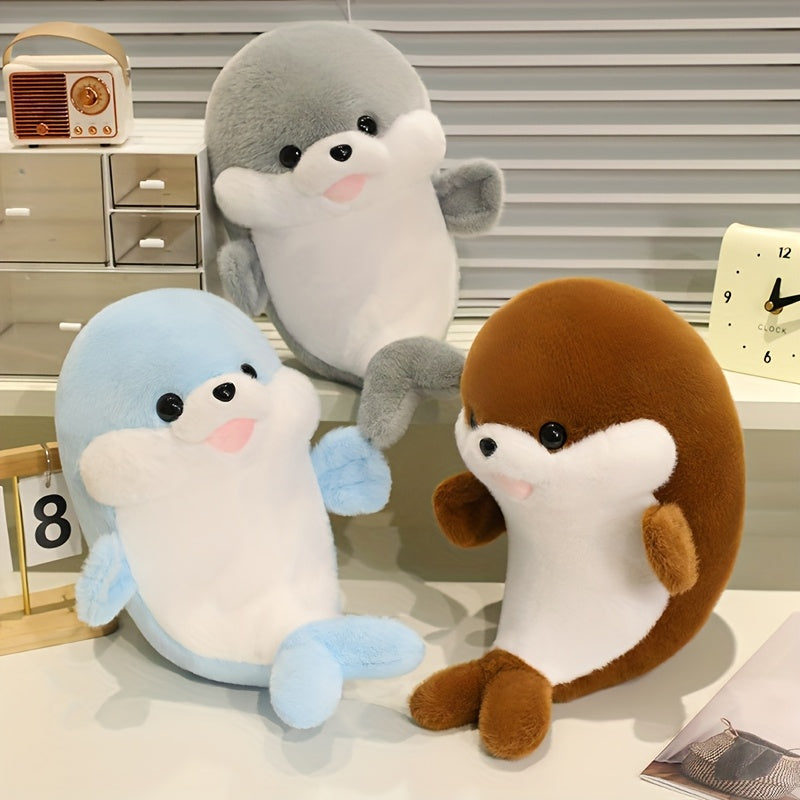 Adorable Seal Plush Toy in Lying Position Soft Plush Fabric 3 Colors