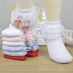 Girls Mesh Trim Casual Ankle Socks for Kids Toddlers