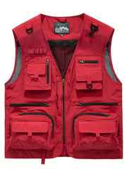 Men's Zipper Cargo Vest For Spring Summer Outwear