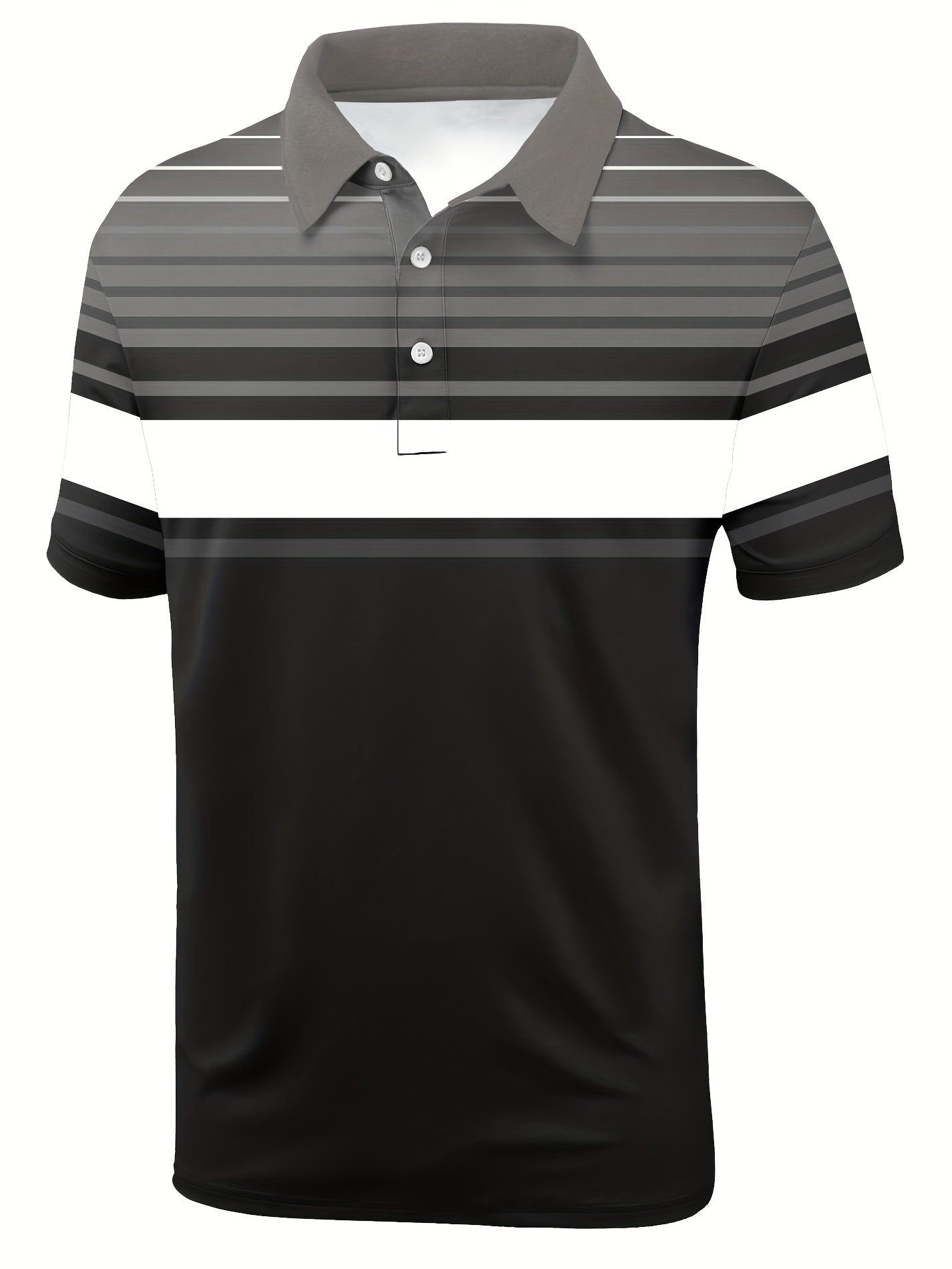 Men's Striped Casual Golf Shirt Short Sleeve Button Down Top