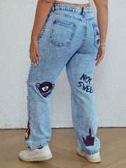 Y2K Butterfly Print Ripped Jeans