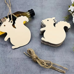50pcs Wooden Squirrel Blank Wood Chips for DIY Wood Decorations