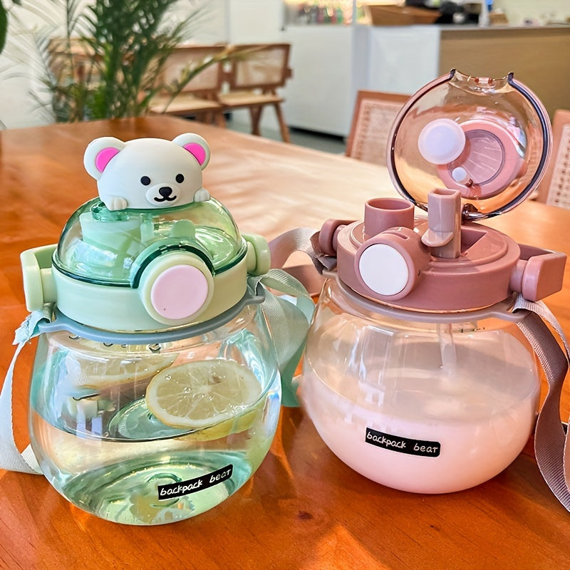 27oz Leak Proof Corgi Water Bottle with Straw & Strap for Girls