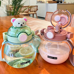 27oz Leak Proof Corgi Water Bottle with Straw & Strap for Girls