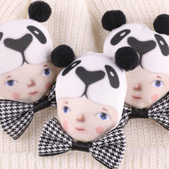 4pcs Panda Doll Head Patches Girls Hat DIY Sew Hand