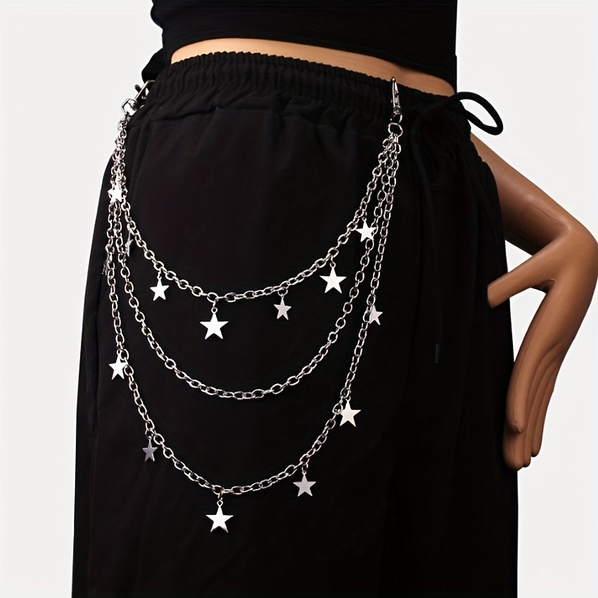 Alloy Geometric Pendant Chain Hip Hop Denim Waist Belt