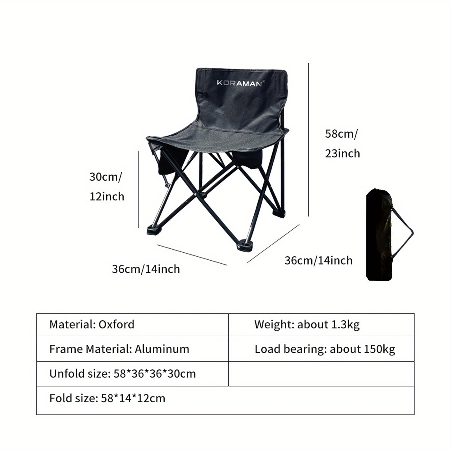 Portable Camping Chair with Carry Bag - Beach Hiking Fishing Picnic Stoo