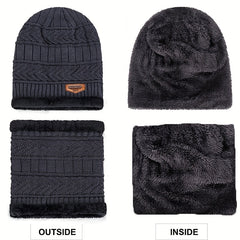 Winter Beanie Hat Scarf Gloves Set Knit Touchscreen 3pcs