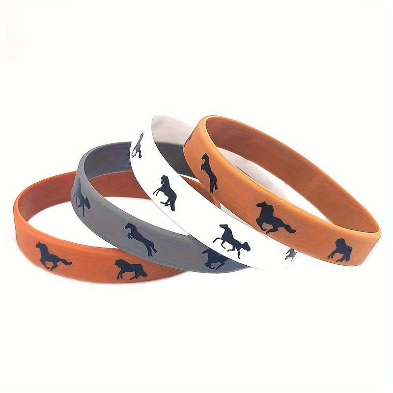 4Pcs Horse Pattern Silicone Bracelet, Random Design