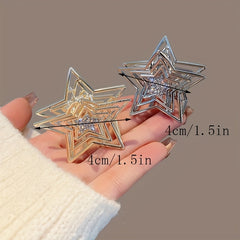 2pcs Hollowed Star Shape Hair Claw Ponytail Clip