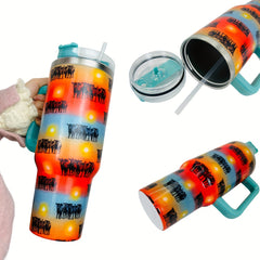 Cow Sunset Printed 40 OZ Tumbler Stainless Steel Water Cup