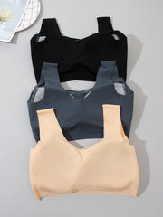 3pcs Wireless Bras Breathable Full Coverage Bra Women's Lingerie