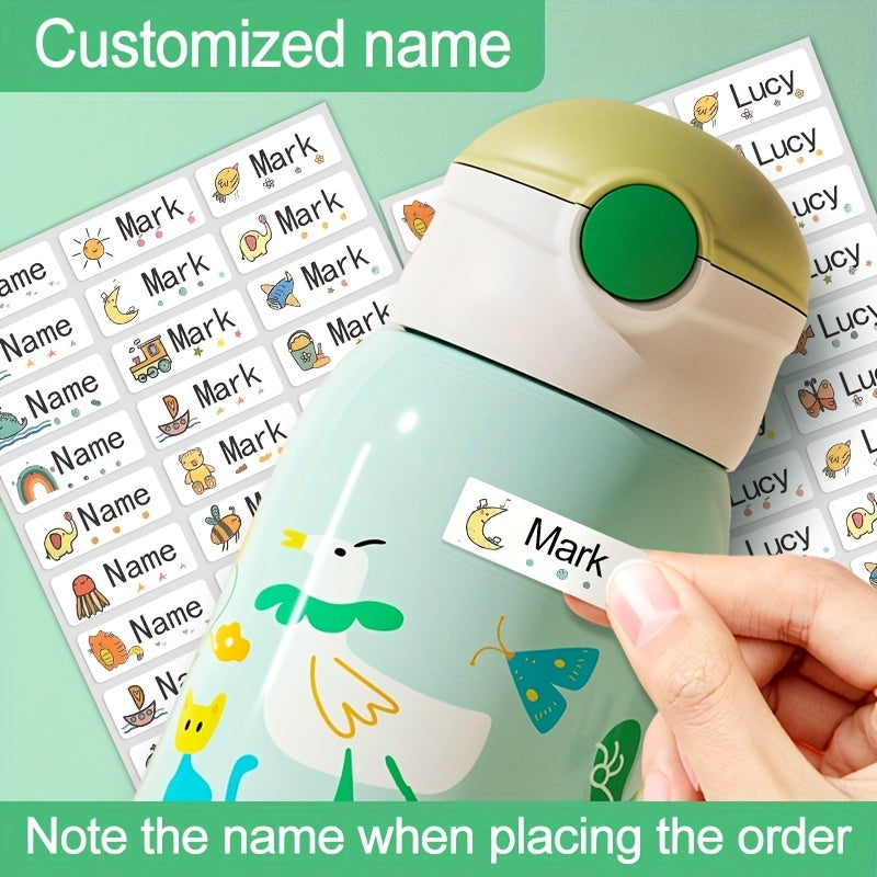 120 Personalized Name Stickers Waterproof Labels 3x1 Variety Patterns