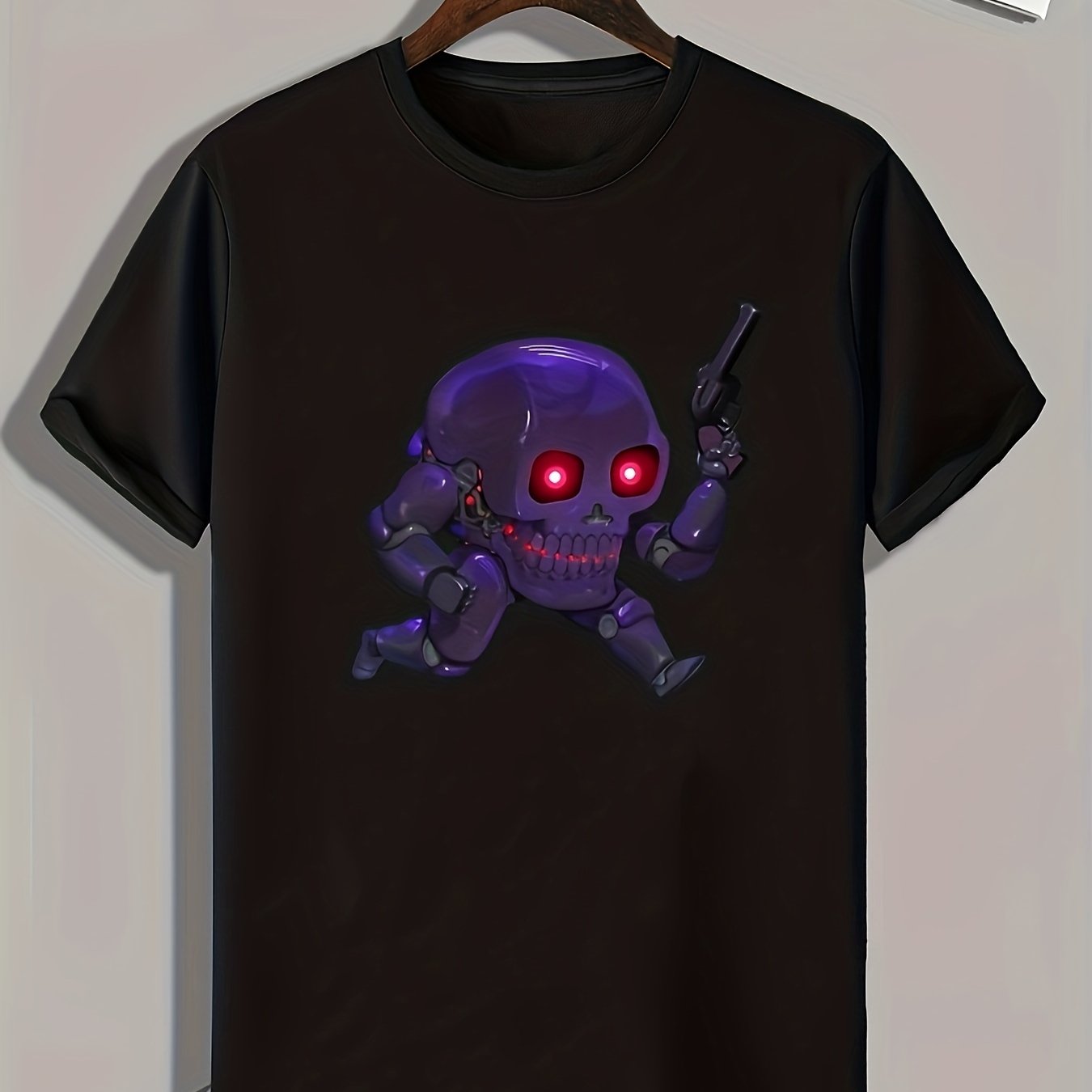 Robotic Skull Print Men's Graphic T shirt Casual Comfy Tees For Summer