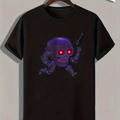 Robotic Skull Print Men's Graphic T shirt Casual Comfy Tees For Summer