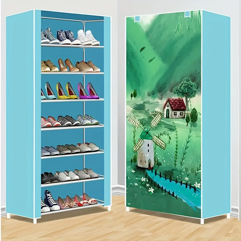 Space Saving Shoe Storage Shelf Dustproof Cabinet 4-8 Layer Shoe Rack