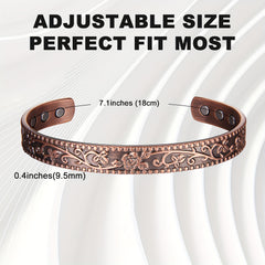 Copper Magnetic Bracelet Rose Flower Style with 6 Magnets