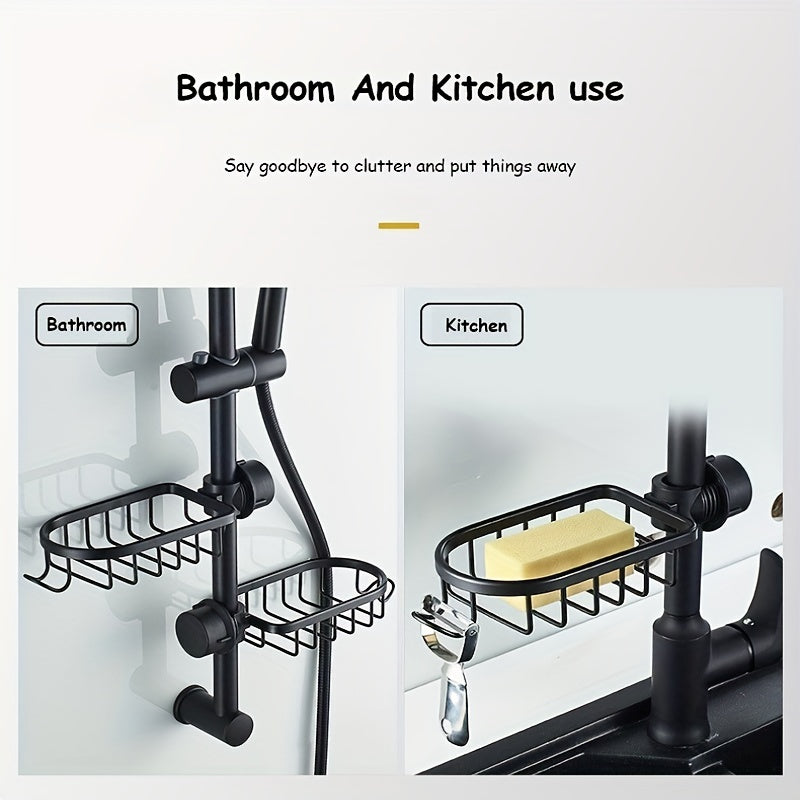 Kitchen Sink Drain Rack Sponge Storage Holder Soap Aluminum Drainer Shelf Basket