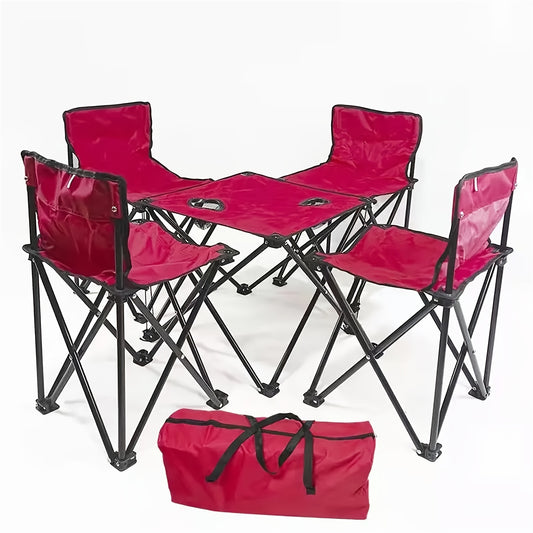 5pcs Outdoor Camping Table And Chair Set Portable Folding Table And Chair