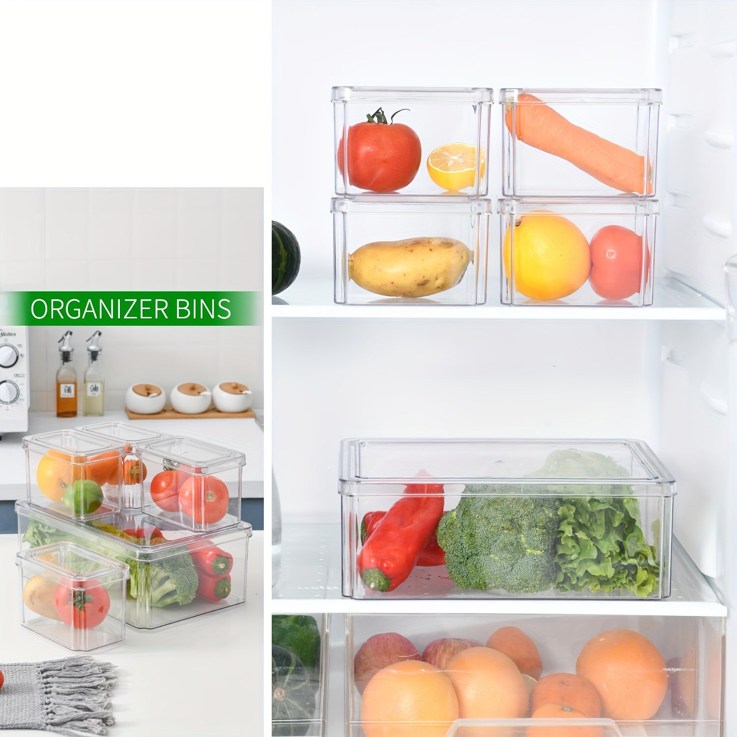 5pcs Refrigerator Storage Box Food Egg Dumpling Transparent Kitchen Accessories