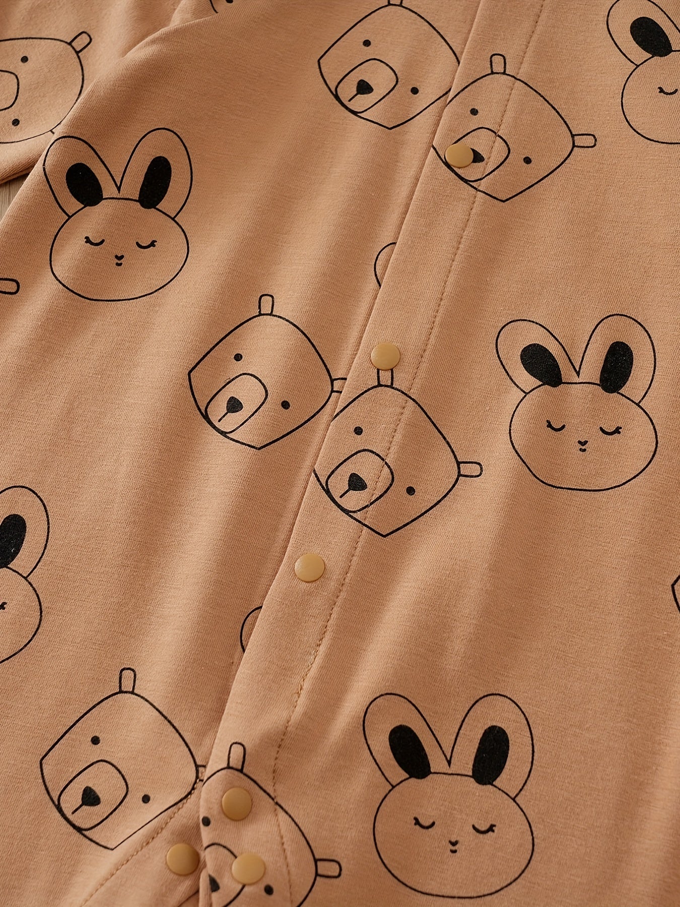 Bear And Rabbit Painting Full Print Jumpsuit Long Sleeve Cotton Baby Bodysuit