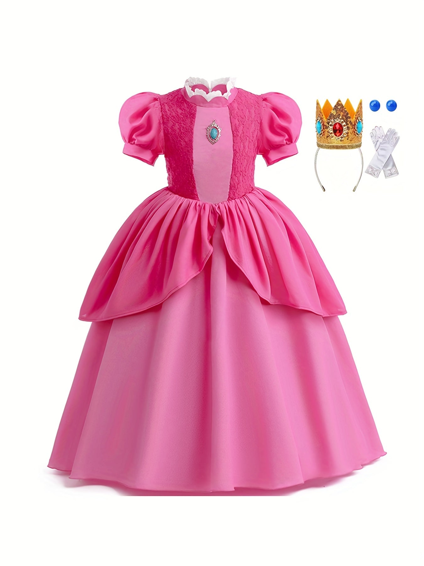 Princess Dress With Jewel Puff Sleeves
