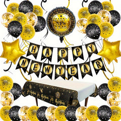 Year Balloon Party Decoration Round Year Latex Aluminum Foil Balloon