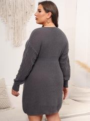 Cable Long Sleeve Mini Sweater Dress