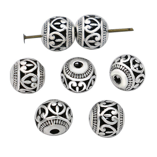 10Pcs Antique Silver Heart Spacer Beads 8mm