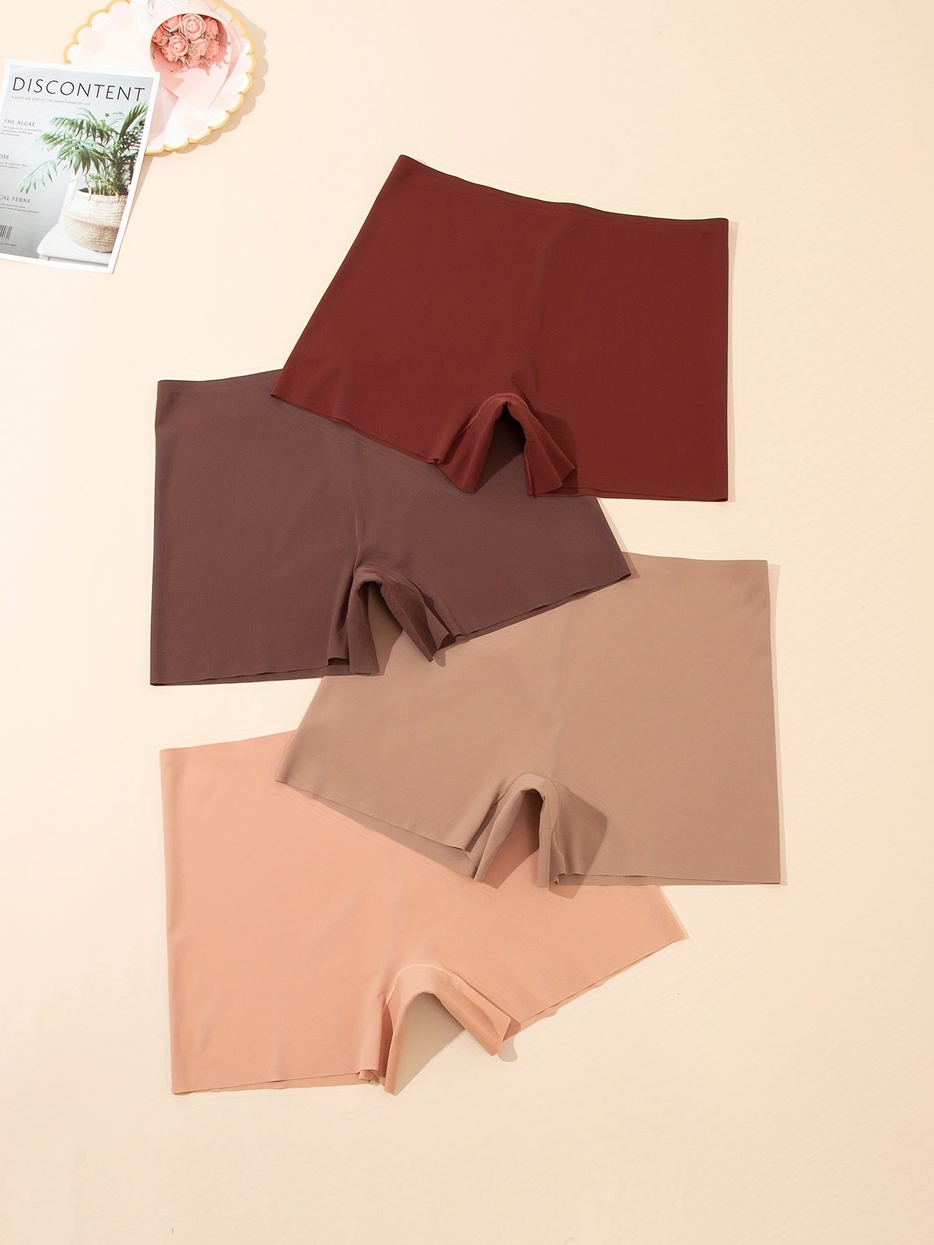 4pcs Seamless Boyshort Panties Stretch Intimates Women's Lingerie