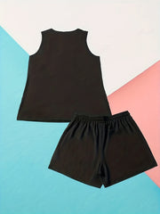 Dino Print Tank Top & Shorts Pajama Set