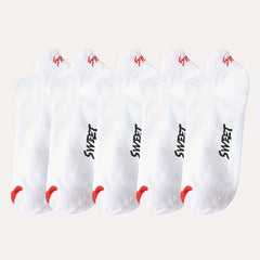 10 Pairs Boys Cotton Blend Ankle Socks Solid Letter Print