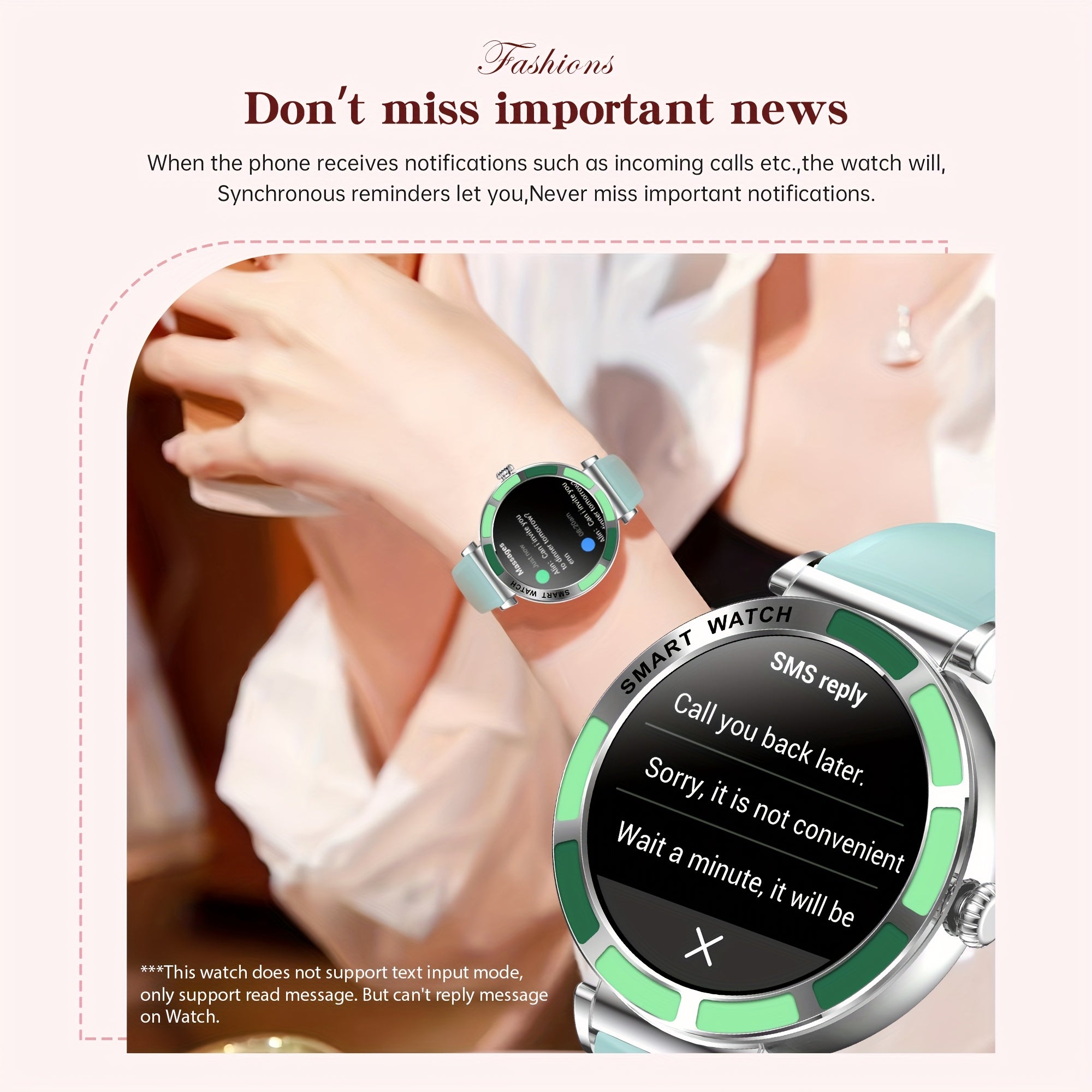 TiZOOP 3 HD Smart Watch for Women - Calls, Messages, 100 Sports Modes