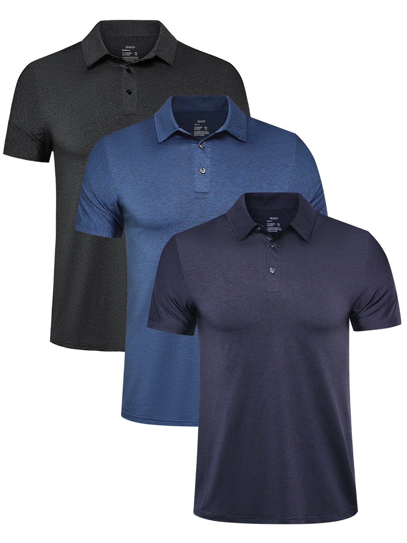 3 Pack Mens Quick Dry Golf T Shirt Moisture Wicking Workout Tee