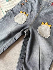 Baby Boys Suspender Pants Dinosaur Palm Print Pocket Overalls