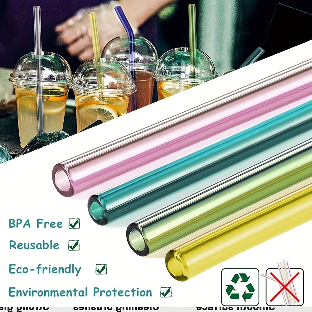 4pcs Reusable Glass Straws Eco Friendly Drinking Straws For Smoothie Milkshake