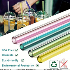 4pcs Reusable Glass Straws Eco Friendly Drinking Straws For Smoothie Milkshake