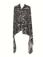 Floral Leaf Print Cover Up Semi Sheer Shawl