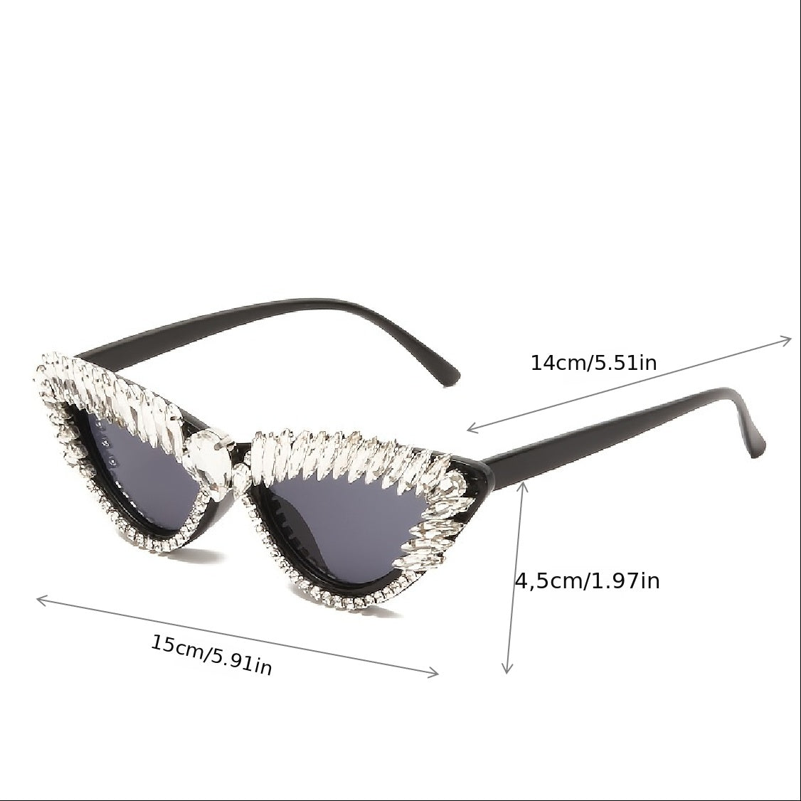 Oversized Rhinestone Decor Sunglasses UV400