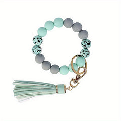 Yiflin Silicone Beaded Wrist Keychain For Women Girl