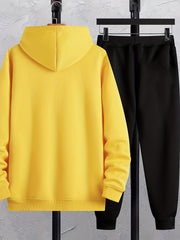 Rose Graphic Print Men's Hoodies & Pants Set Loose Plus Size Winter Fall