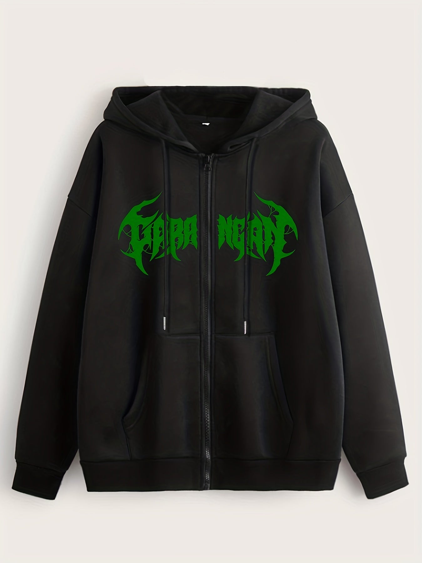 Y2K Sweatshirt Women's Plus Art Letter Print Zip Up Long Sleeve Hoodie