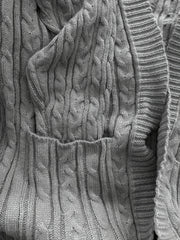 Cable Knit Open Front Cardigan with Pockets