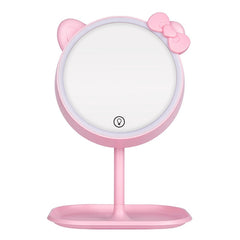 LED Lighted Makeup Cat Mirror with USB Type, Pink