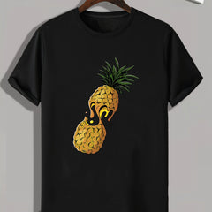 Tropical Pineapple Print Men's Tee for Summer