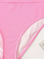 Bikini Set Wrap V Neck Ribbed Knit Bra & Panty Swimsuit 2 Piece Set