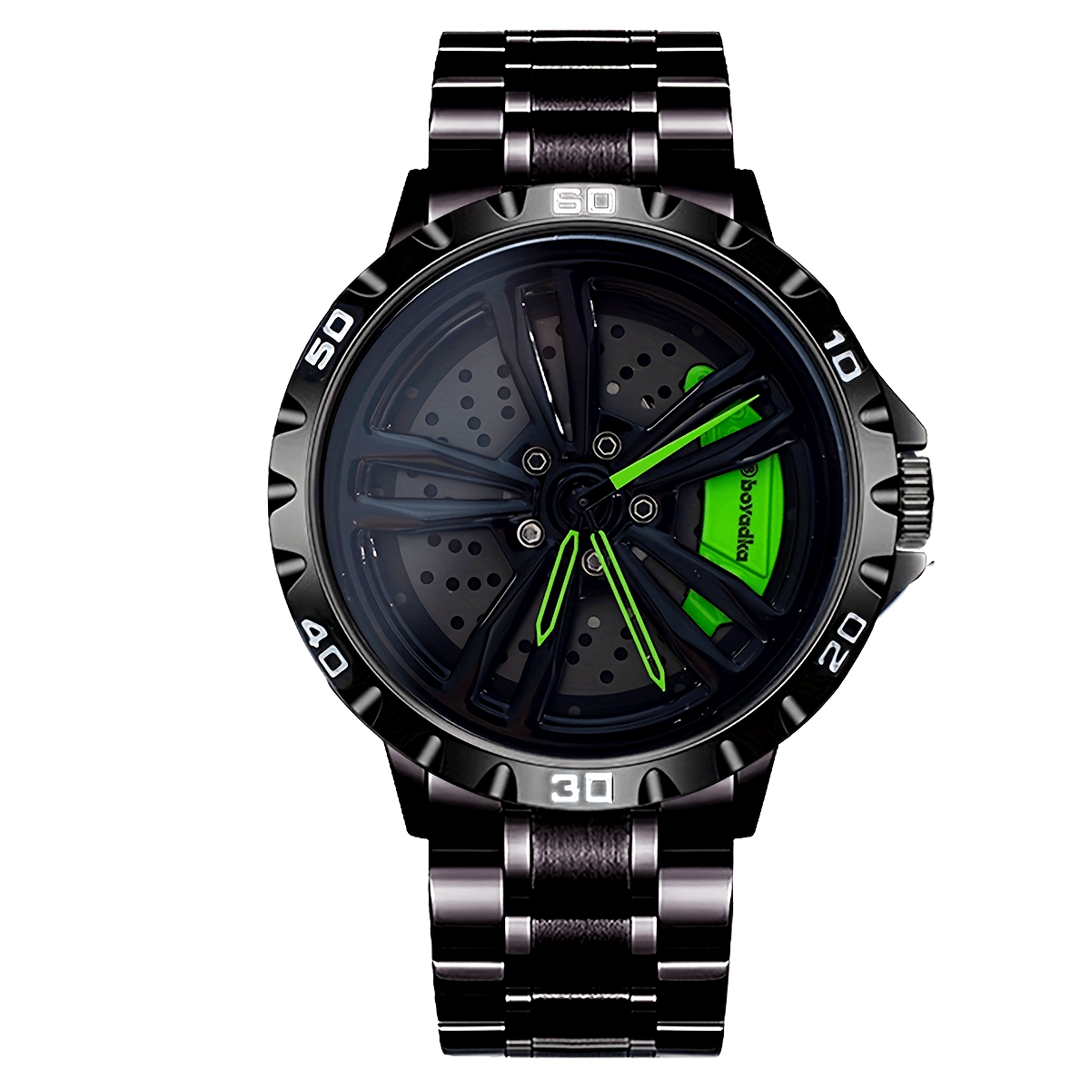 BOYADKA High Performance Sports Watch with Rotating Wheel Stainless Steel Strap