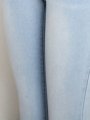 Heart Print Skinny Flared Jeans With Pockets