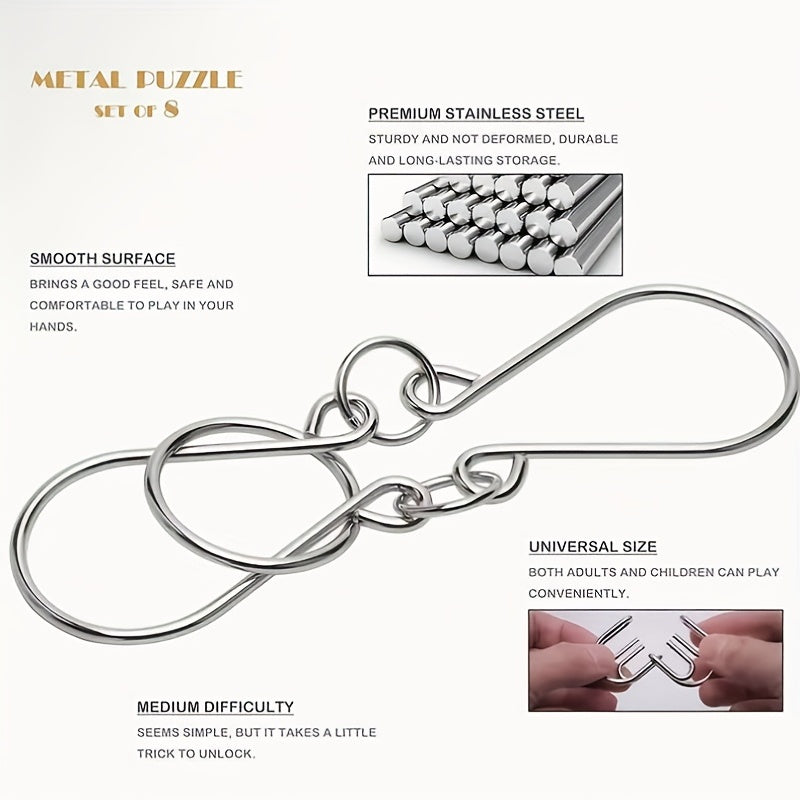 Metal Wire Puzzle Set 16-Piece Brain Test Interlocking Game Chinese Magic Toys
