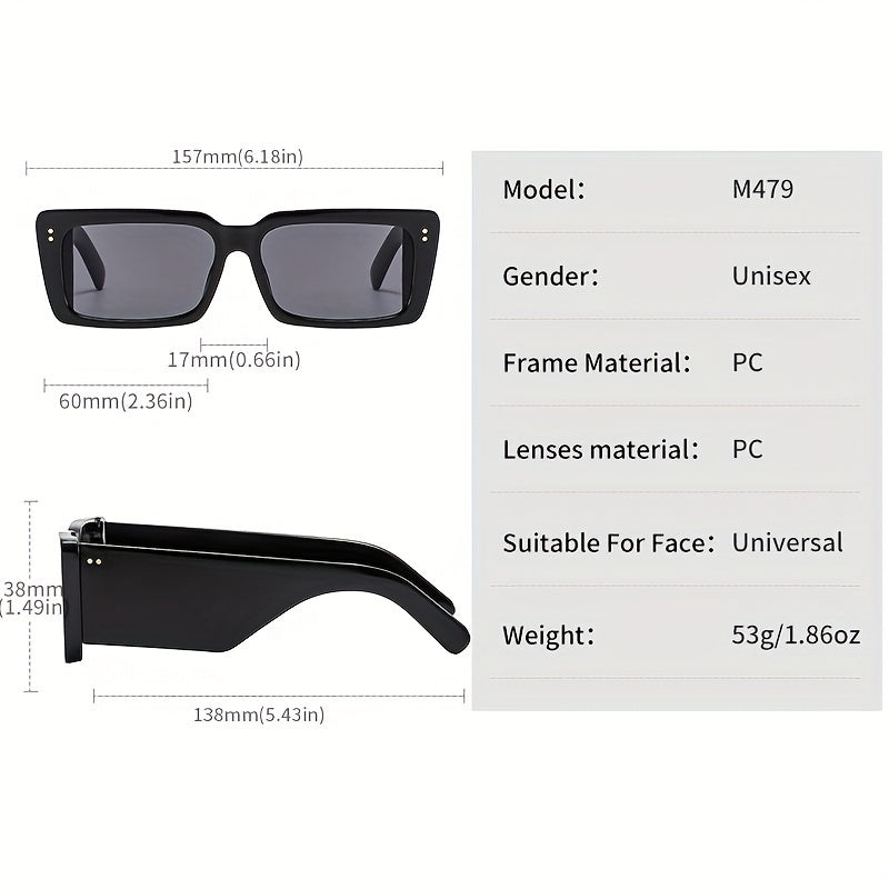 Y2K Block Square Frame Sunglasses UV400